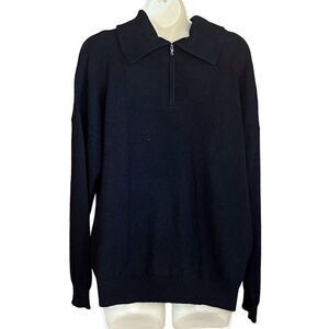 Charter Club Luxury for Macys 1/4 Zip Black Cashmere Sweater NWT Size Large